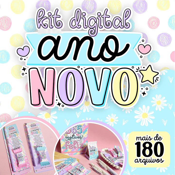 Kit Digital Ano Novo 2023 Lettering Frases Elementos Arquivos sem fundo Png 1