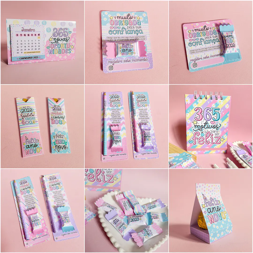 Kit Digital Ano Novo 2023 Lettering Frases Elementos Arquivos sem fundo Png 9