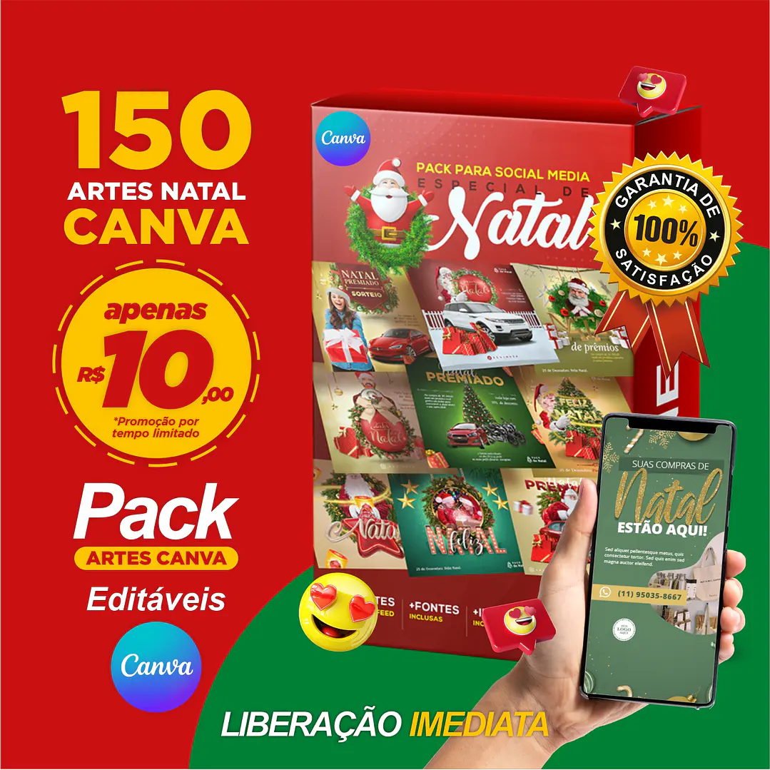 150 Arte Canva Natal Arquivo Editável 150 Arquivos - Oferta Promocional* 1