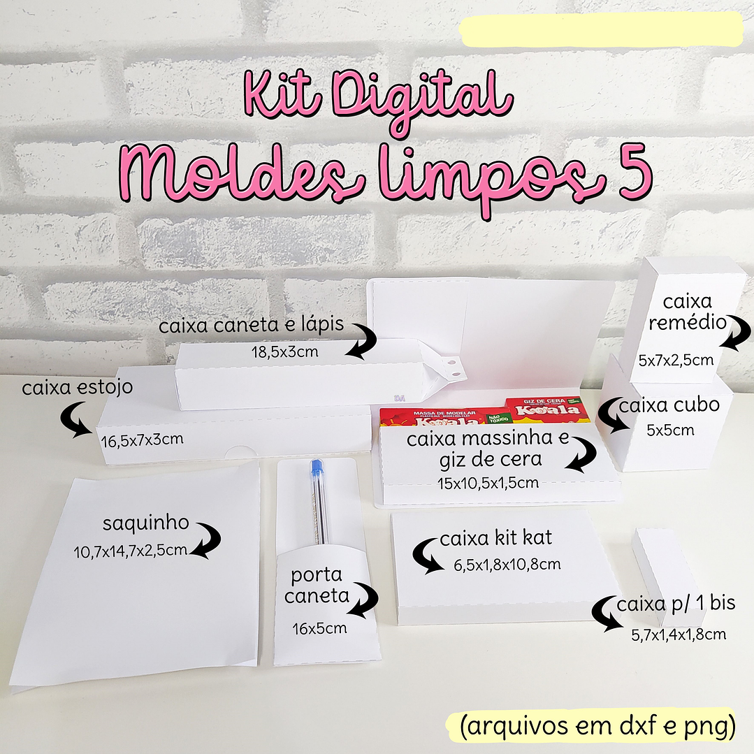 Pacote com Caixinhas Sacolinhas Moldes Limpos em Dxf e Png 3