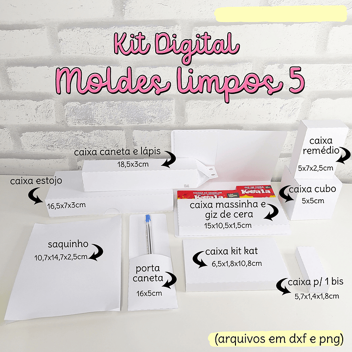 Pacote com Caixinhas Sacolinhas Moldes Limpos em Dxf e Png 3