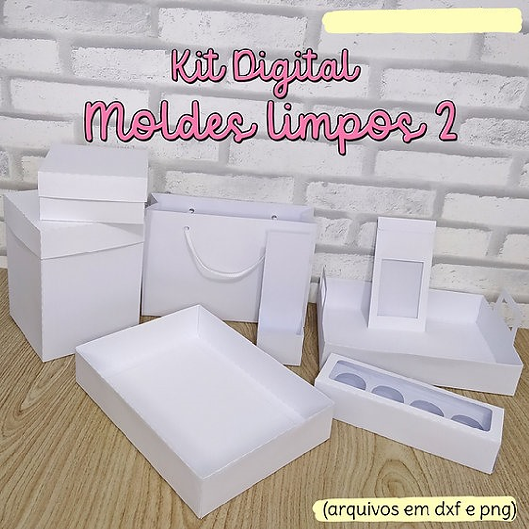Pacote com Caixinhas Sacolinhas Moldes Limpos em Dxf e Png 1