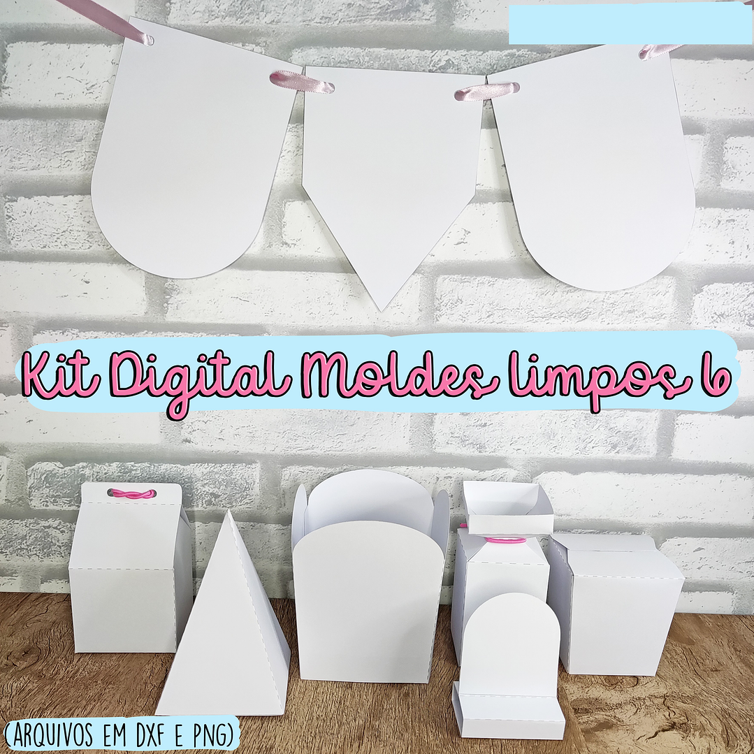 Pacote com Caixinhas Sacolinhas Moldes Limpos em Dxf e Png 4