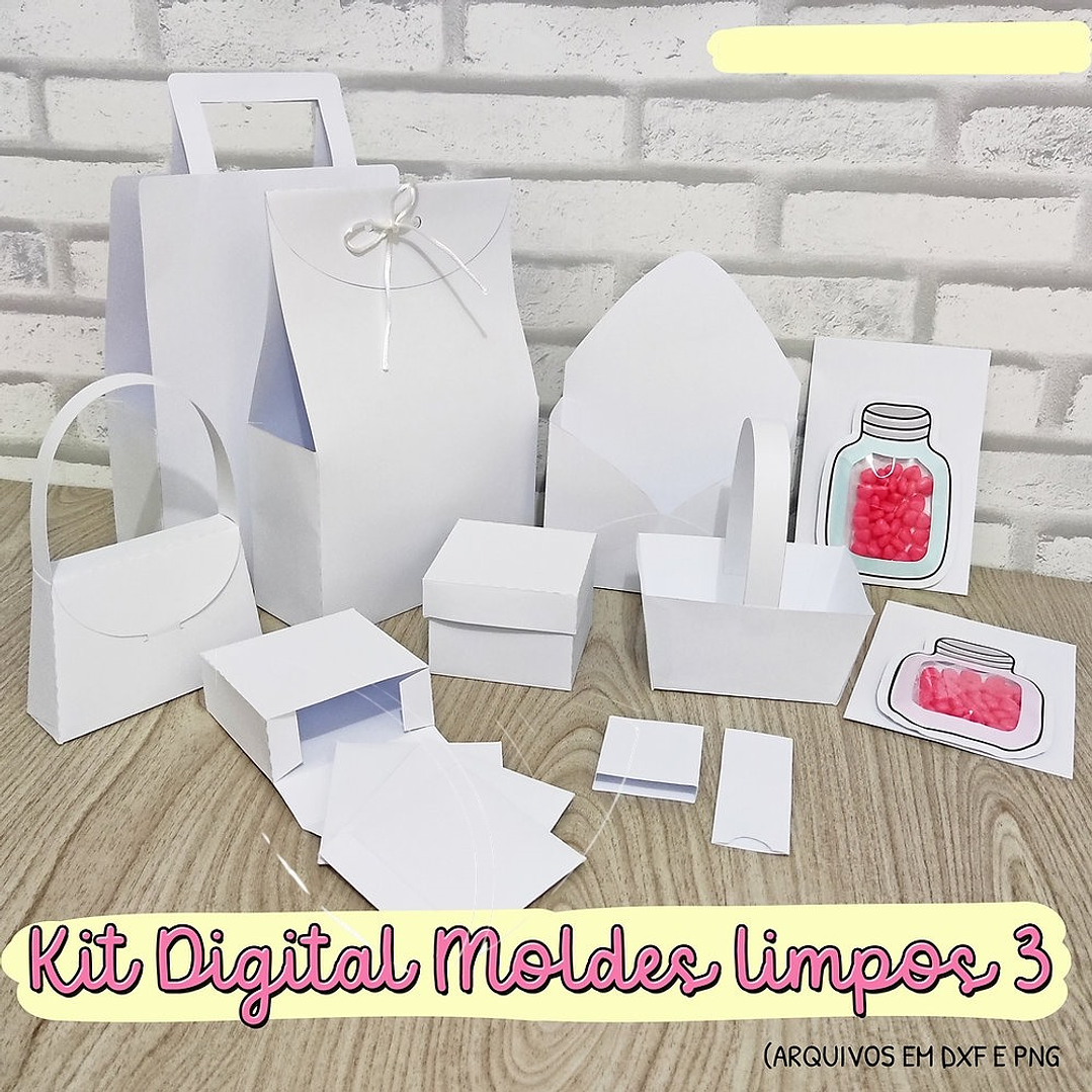 Pacote com Caixinhas Sacolinhas Moldes Limpos em Dxf e Png 2