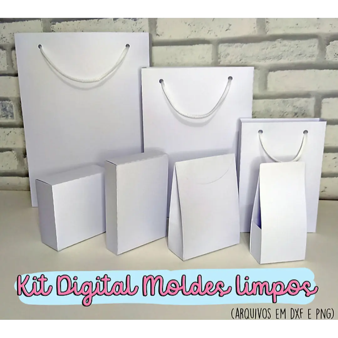 Pacote com Caixinhas Sacolinhas Moldes Limpos em Dxf e Png 5