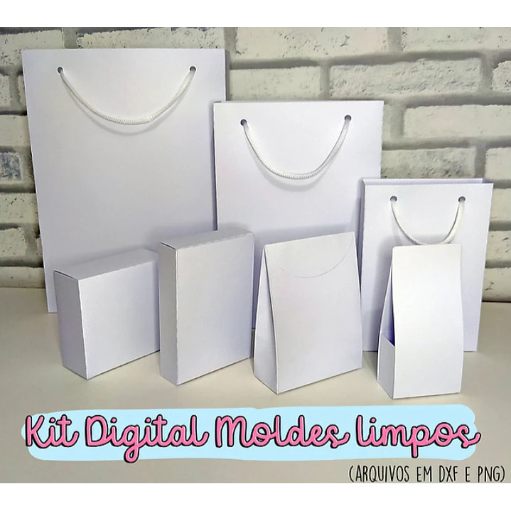Pacote com Caixinhas Sacolinhas Moldes Limpos em Dxf e Png 5