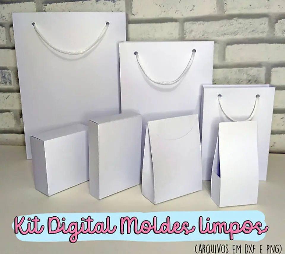 Pacote com Caixinhas Sacolinhas Moldes Limpos em Dxf e Png 5