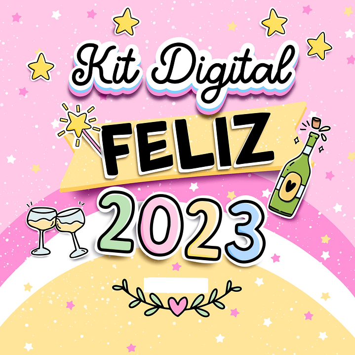 Kit Digital Feliz Ano Novo Flork  2023  Arquivos sem fundo Png  1