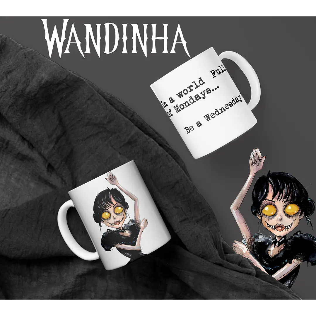 Artes Caneca e Camisa Wandinha Editável Corel Draw + Png  4
