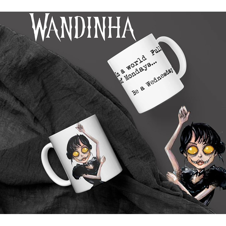 Artes Caneca e Camisa Wandinha Editável Corel Draw + Png  4