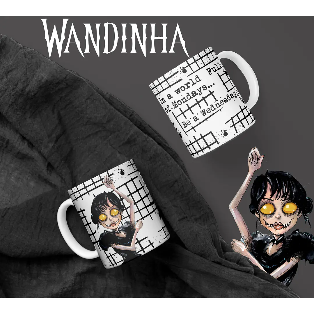 Artes Caneca e Camisa Wandinha Editável Corel Draw + Png  5