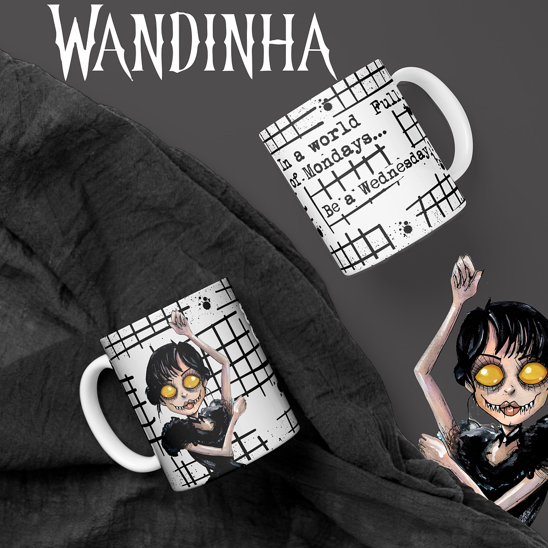 Artes Caneca e Camisa Wandinha Editável Corel Draw + Png  5