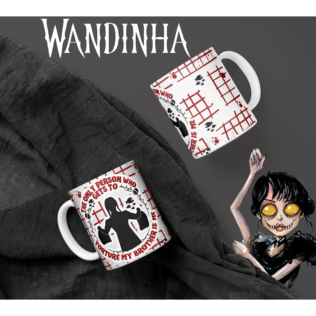 Artes Caneca e Camisa Wandinha Editável Corel Draw + Png  3
