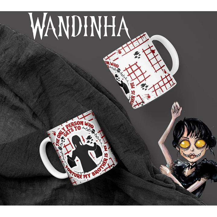 Artes Caneca e Camisa Wandinha Editável Corel Draw + Png  3