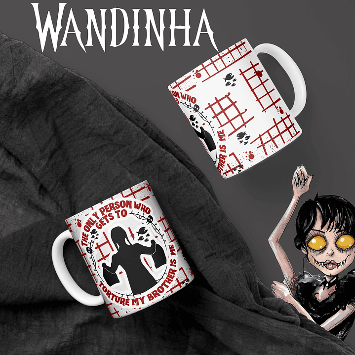 Artes Caneca e Camisa Wandinha Editável Corel Draw + Png  3