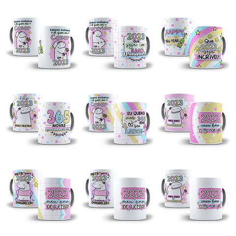 28 Artes Caneca Flork Ano Novo Sublimação Arquivos Png