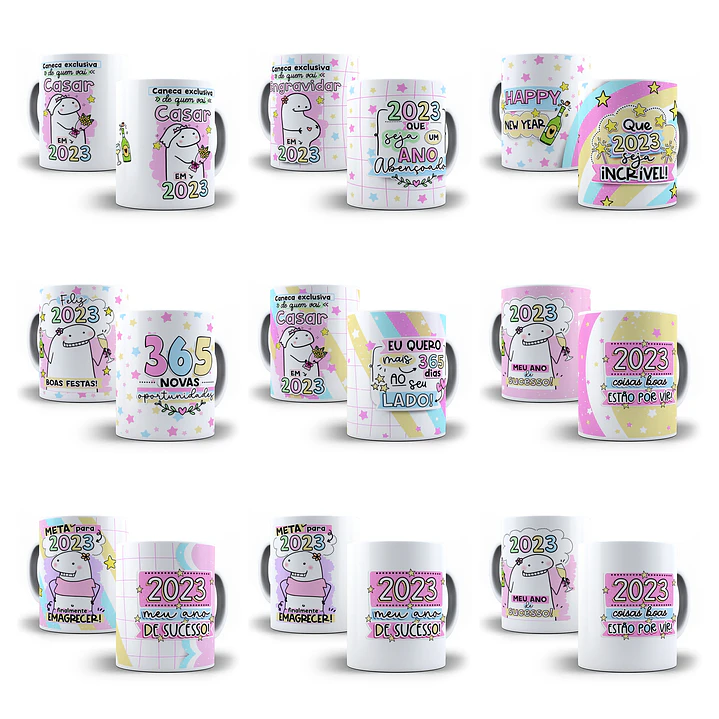 28 Artes Caneca Flork Ano Novo Sublimação Arquivos Png 1