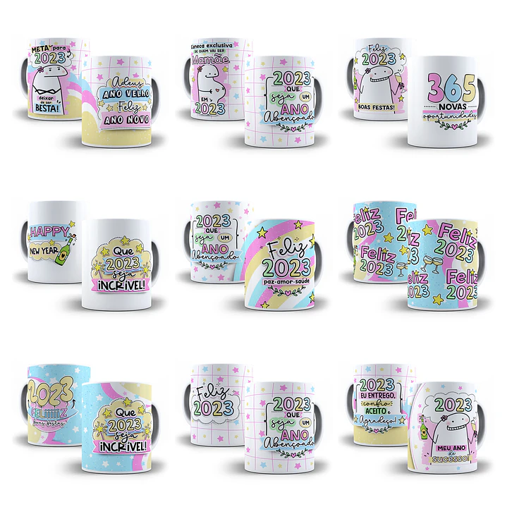 28 Artes Caneca Flork Ano Novo Sublimação Arquivos Png 2