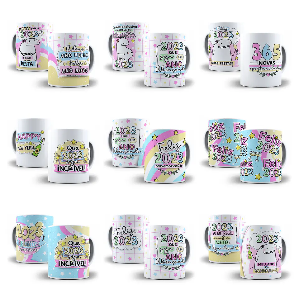 28 Artes Caneca Flork Ano Novo Sublimação Arquivos Png 2