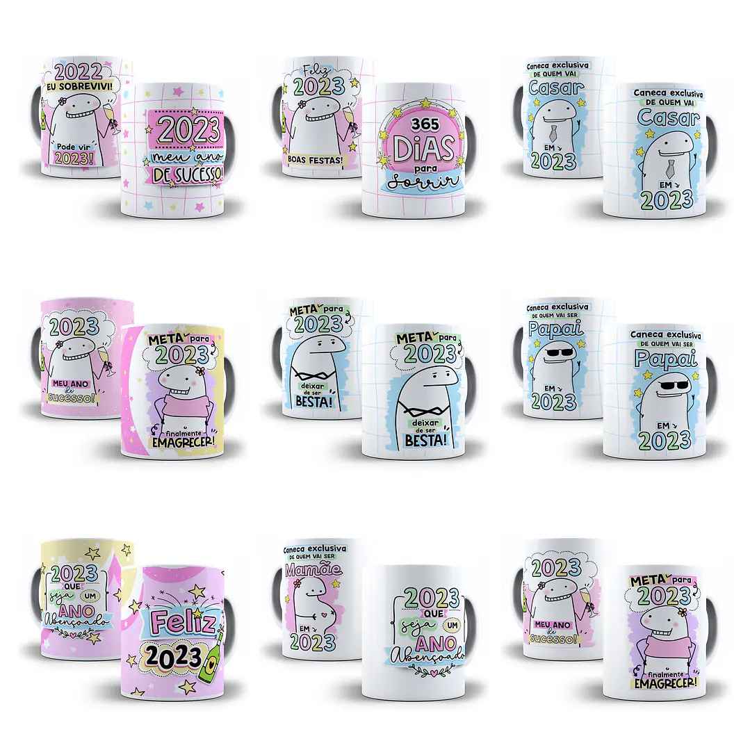 28 Artes Caneca Flork Ano Novo Sublimação Arquivos Png 3