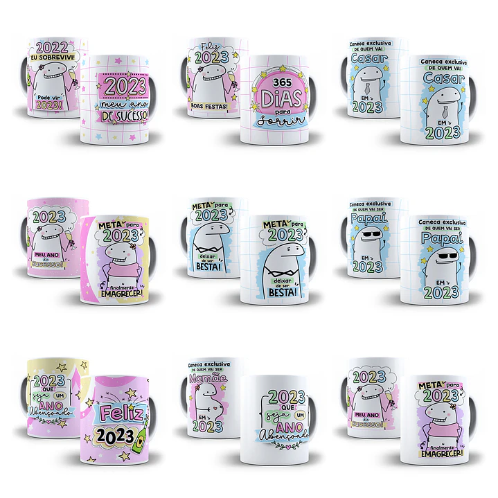 28 Artes Caneca Flork Ano Novo Sublimação Arquivos Png 3