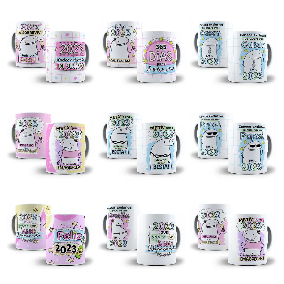 28 Artes Caneca Flork Ano Novo Sublimação Arquivos Png 3