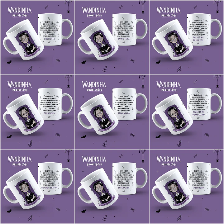 45 Artes Caneca Wandinha Jenna Ortega Profissões em Jpg  7