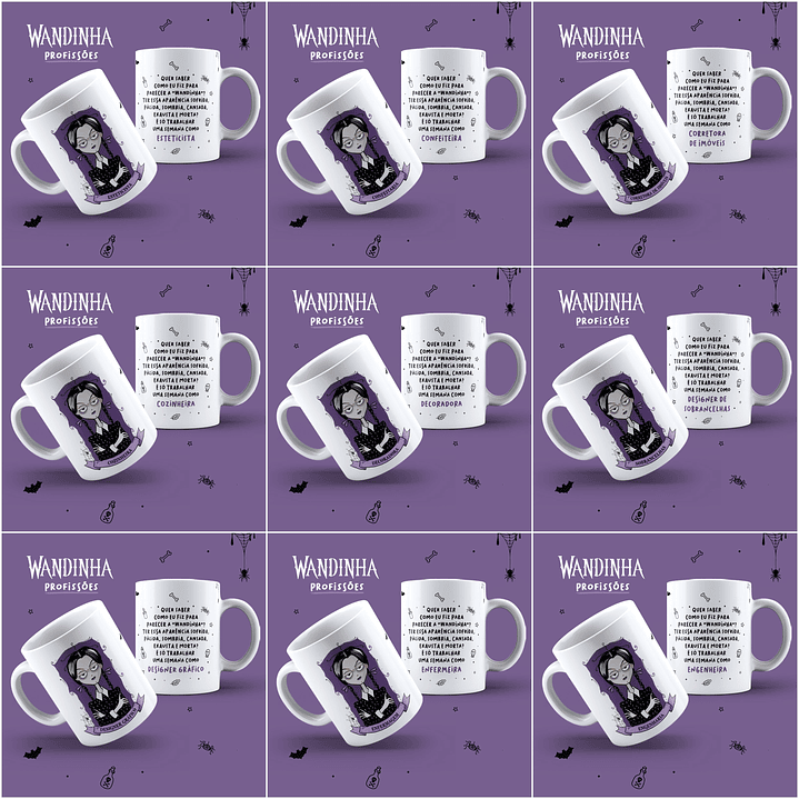 45 Artes Caneca Wandinha Jenna Ortega Profissões em Jpg  9