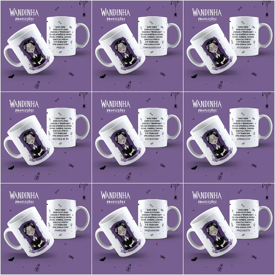 45 Artes Caneca Wandinha Jenna Ortega Profissões em Jpg  8