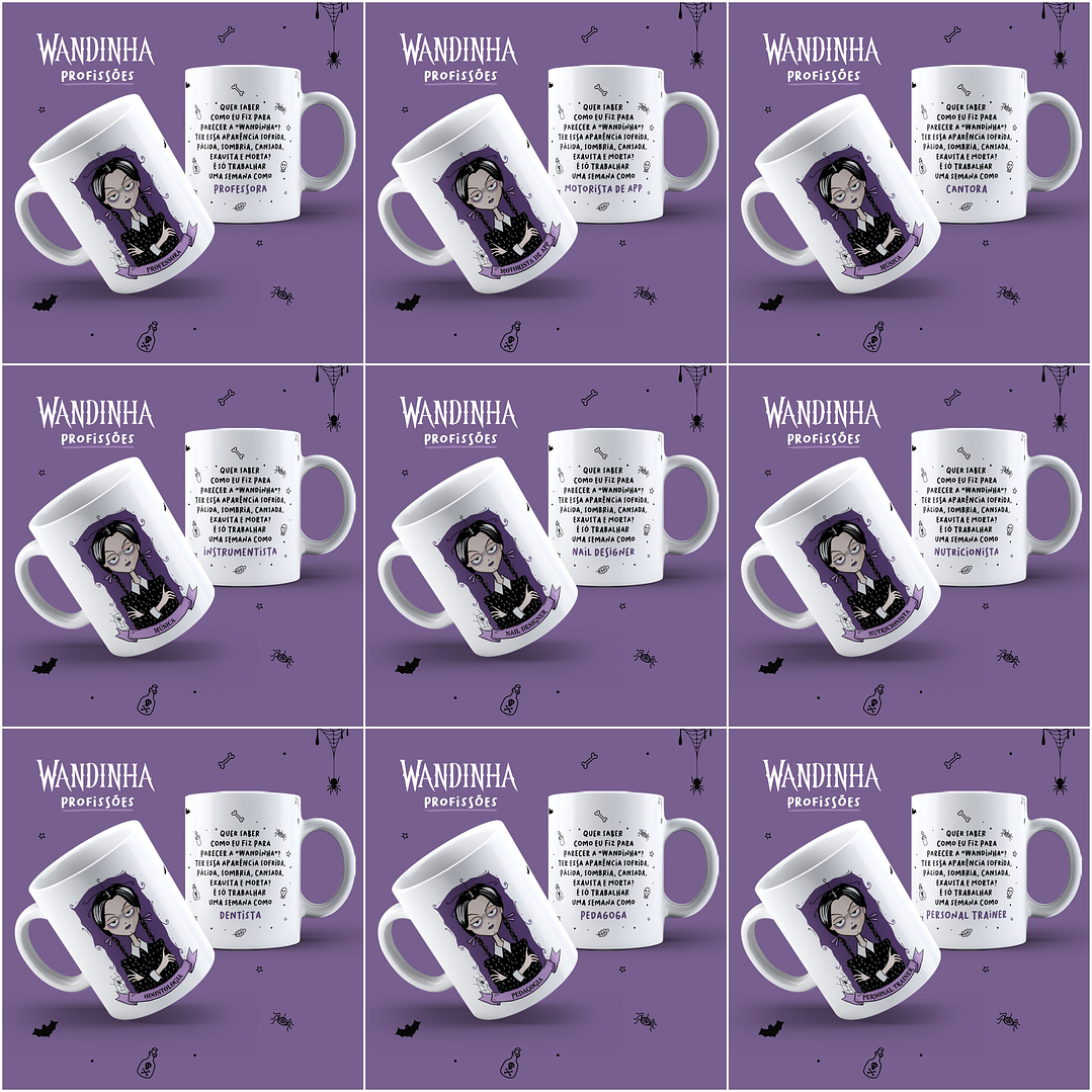 45 Artes Caneca Wandinha Jenna Ortega Profissões em Jpg  11