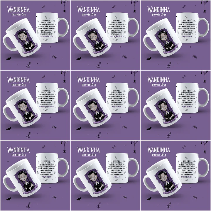 45 Artes Caneca Wandinha Jenna Ortega Profissões em Jpg  10