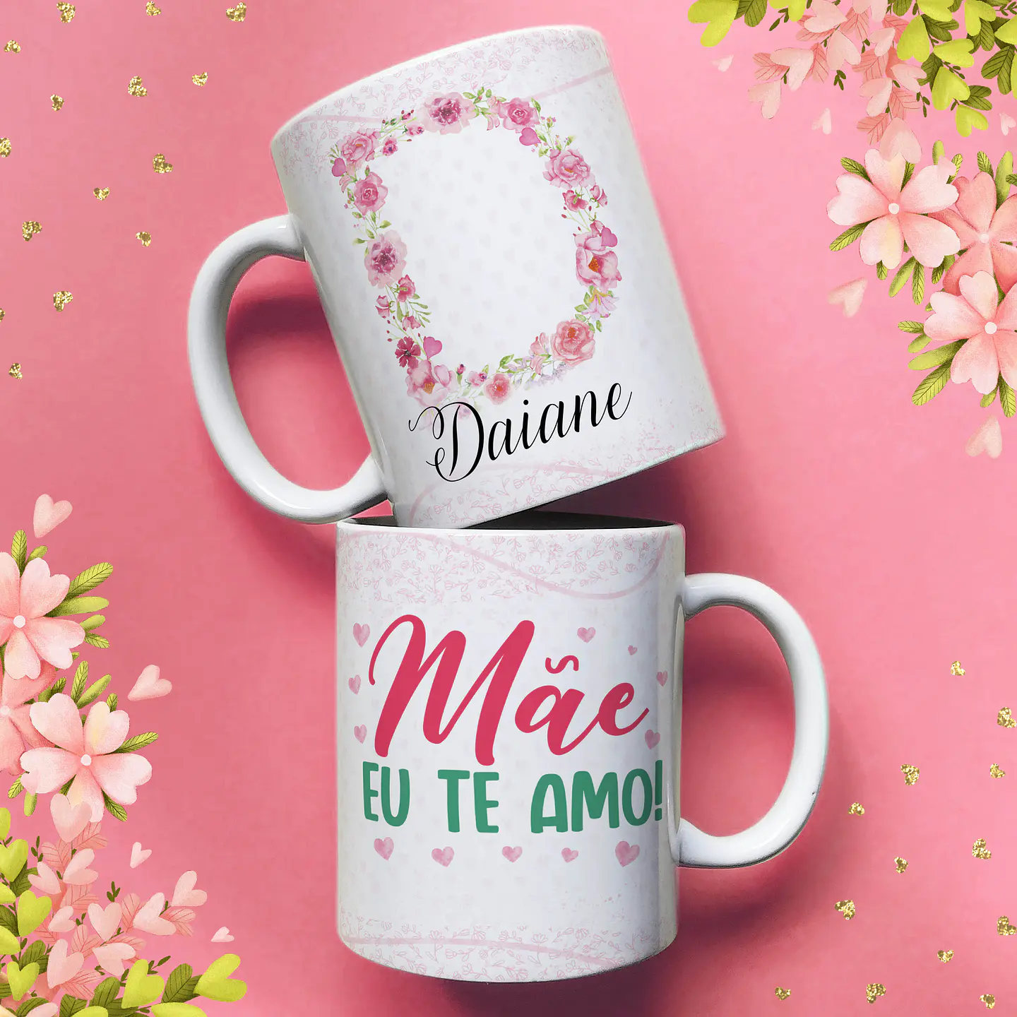 Arte Caneca Letra Inicial Floral Dia das Mães em Jpg 4