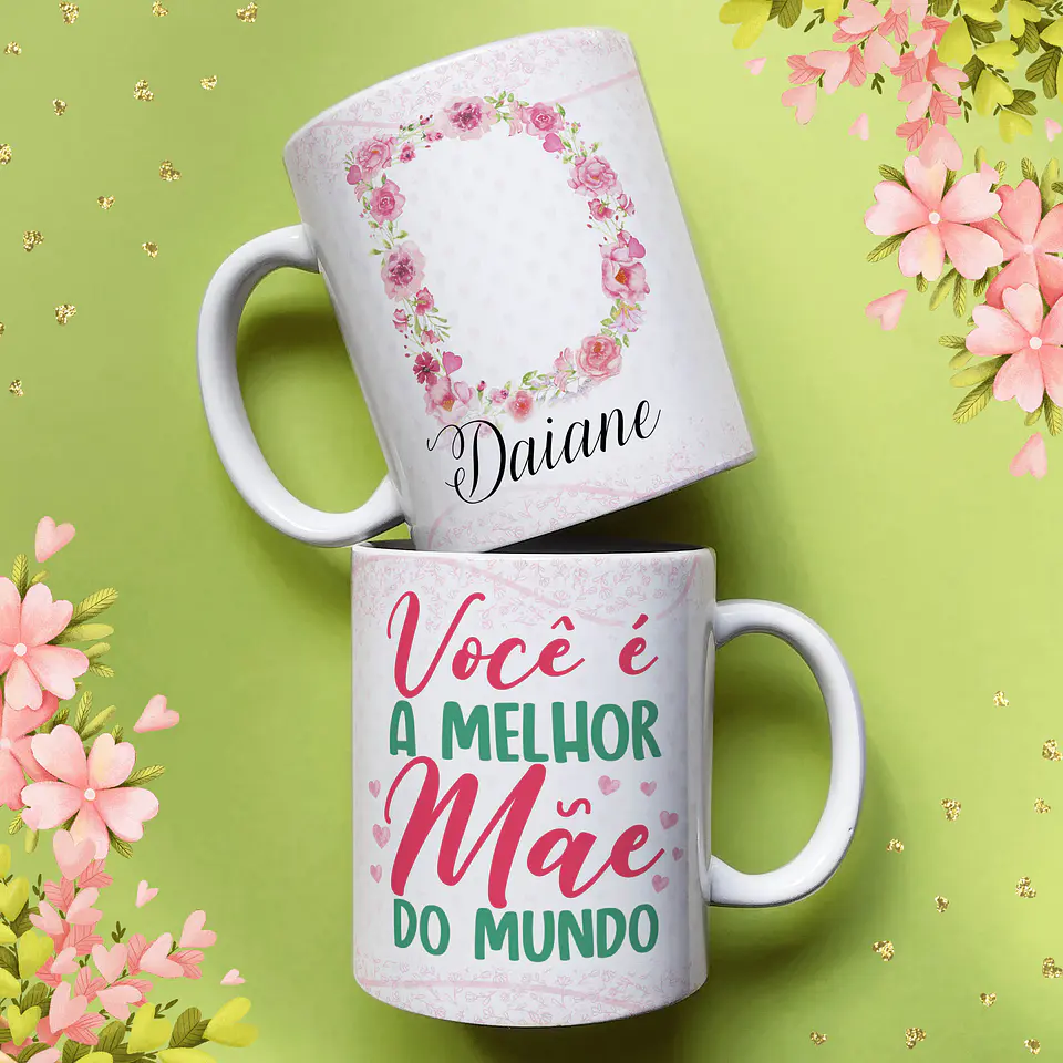 Arte Caneca Letra Inicial Floral Dia das Mães em Jpg 5