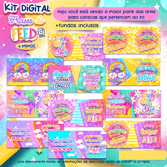 Kit Digital Frases do Feed em Png