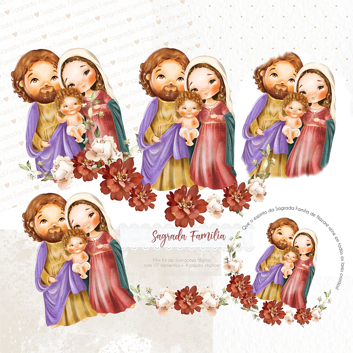 Kit Digital Santinhos Aquarelados V1 em Png  2