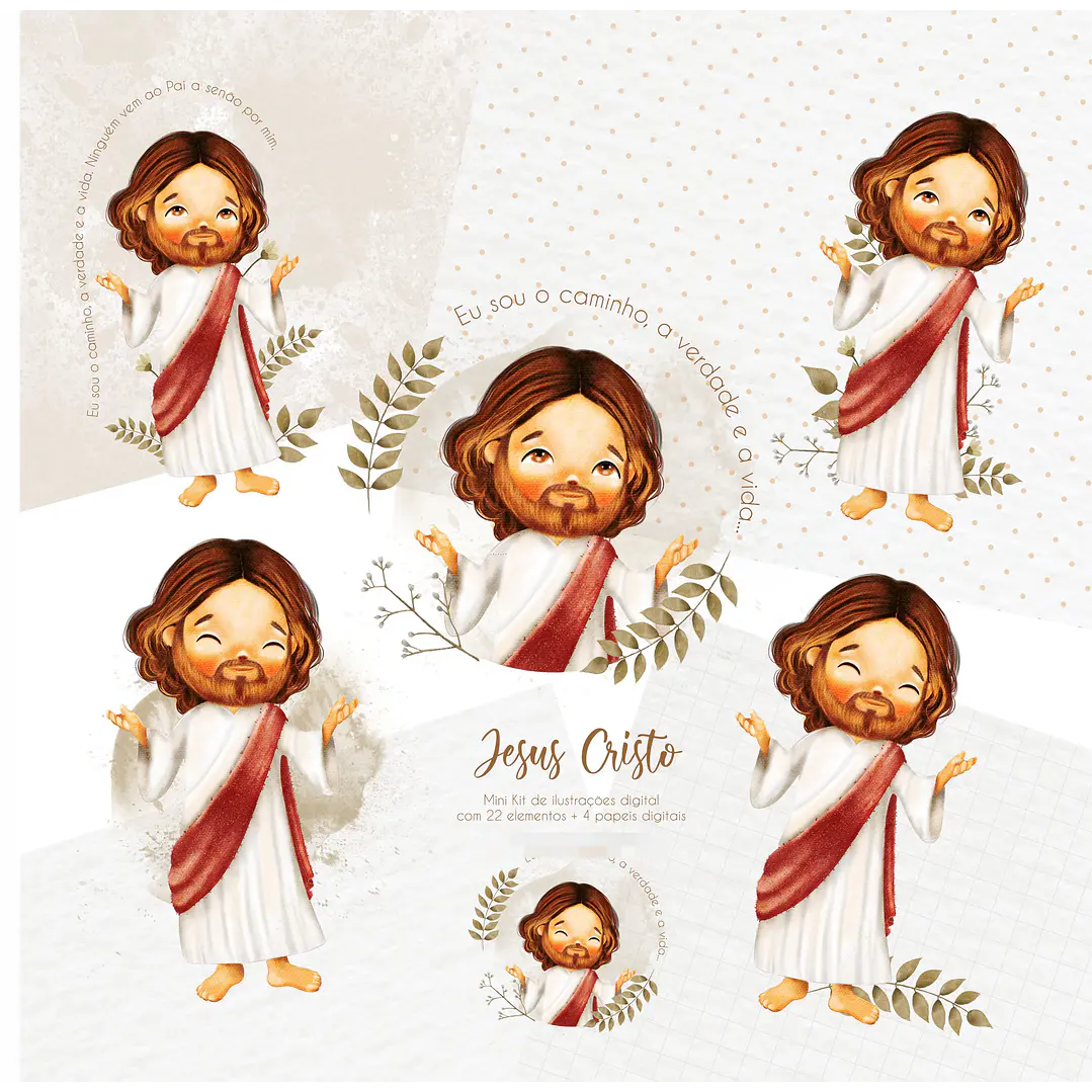 Kit Digital Santinhos Aquarelados V1 em Png  4