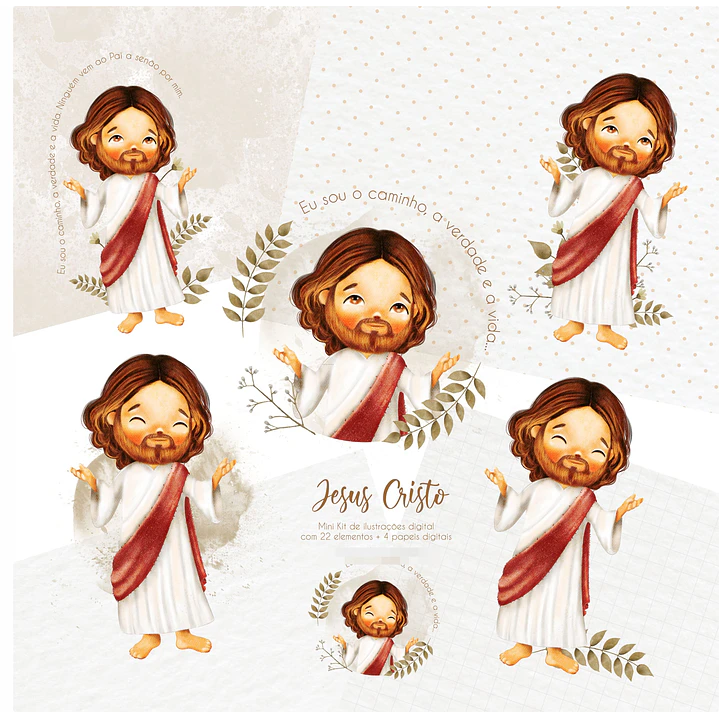 Kit Digital Santinhos Aquarelados V1 em Png  4