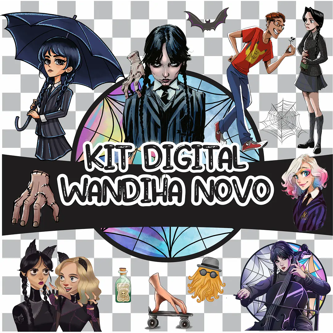 Kit Digital Wandinha Jenna Ortega Novo Arquivo Png  1