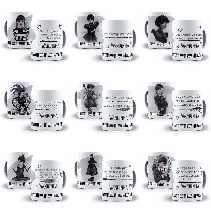 22 Artes Caneca Wandinha Jenna Ortega em Corel Draw + Jpg  2