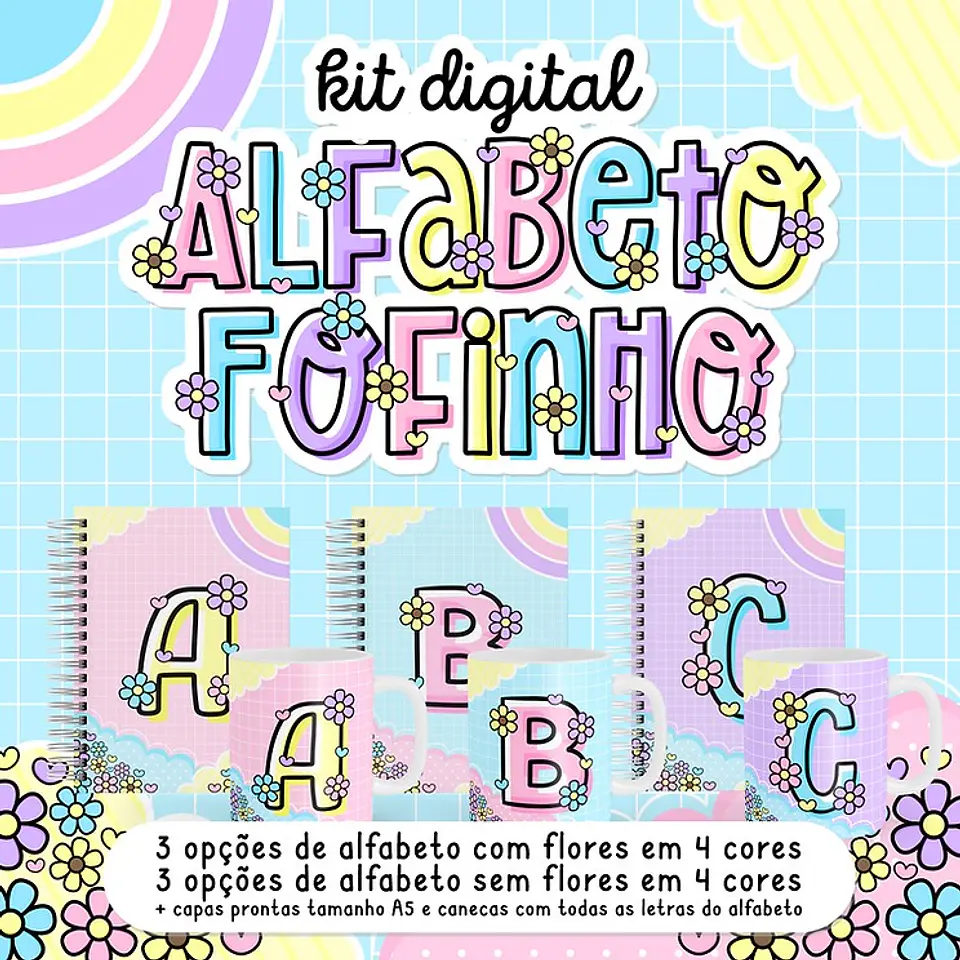 Kit Digital Alfabeto Fofinho em Png 1