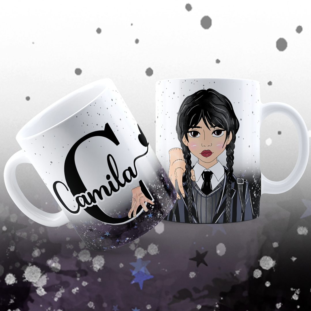 Arte para Caneca Alfabeto Mãozinha Wandinha Jenna Ortega em Jpg 4