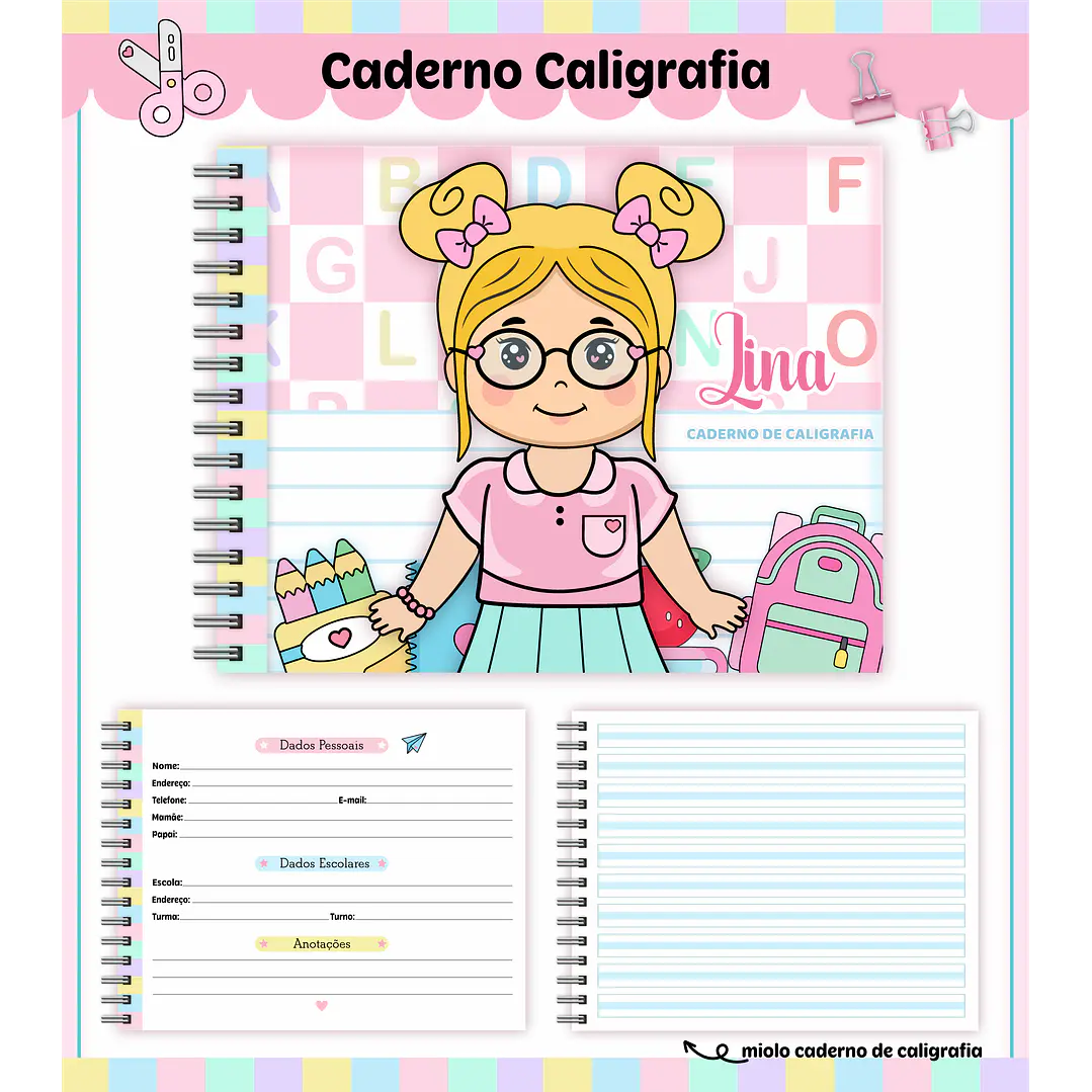 Kit Escolar Caderno Aluninhas 2023 em Pdf e Png 5