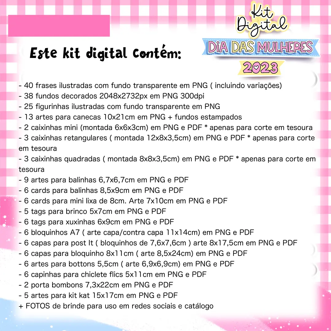 Kit Digital Dia das Mulheres Completo em Png  2