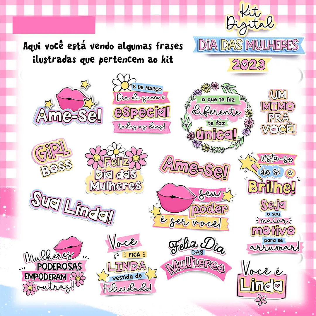 Kit Digital Dia das Mulheres Completo em Png  3