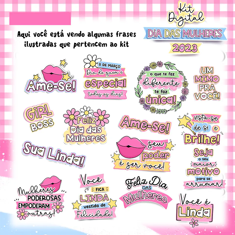 Kit Digital Dia das Mulheres Completo em Png  3