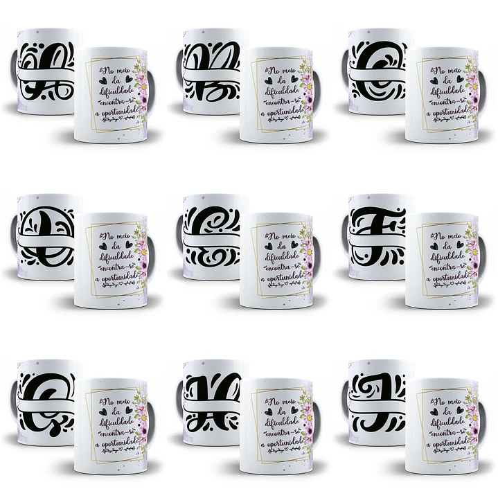 26 Arte para Caneca Alfabeto Monograma Lilás em CorelDraw + Jpg 1