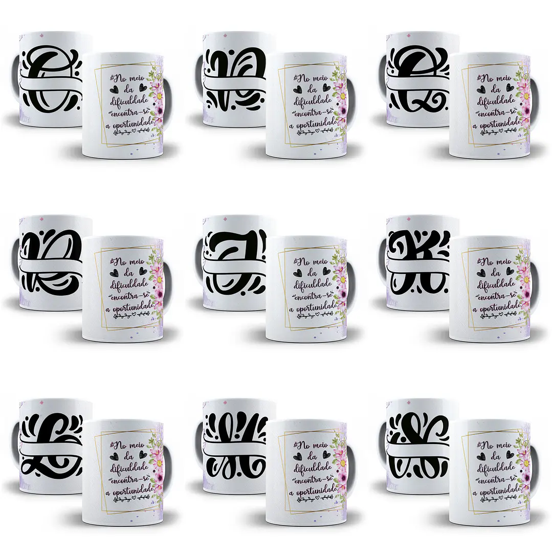 26 Arte para Caneca Alfabeto Monograma Lilás em CorelDraw + Jpg 2