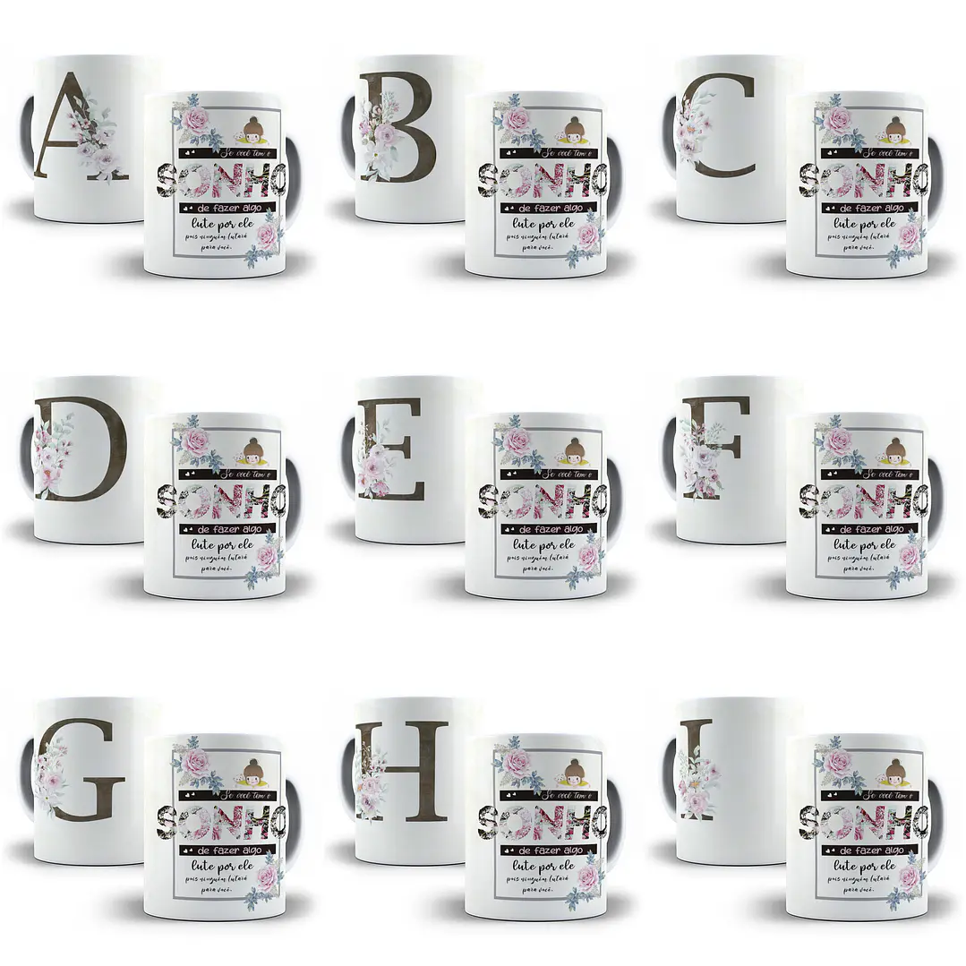 26 Arte para Caneca Alfabeto Aquarela Marrom em CorelDraw + Jpg   1