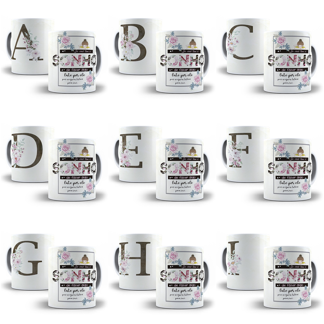 26 Arte para Caneca Alfabeto Aquarela Marrom em CorelDraw + Jpg   1