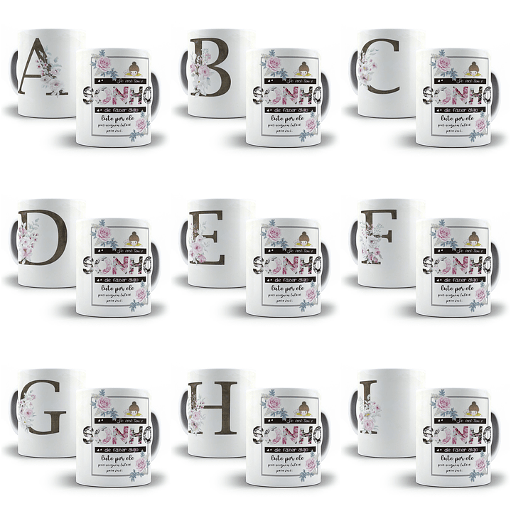 26 Arte para Caneca Alfabeto Aquarela Marrom em CorelDraw + Jpg   1